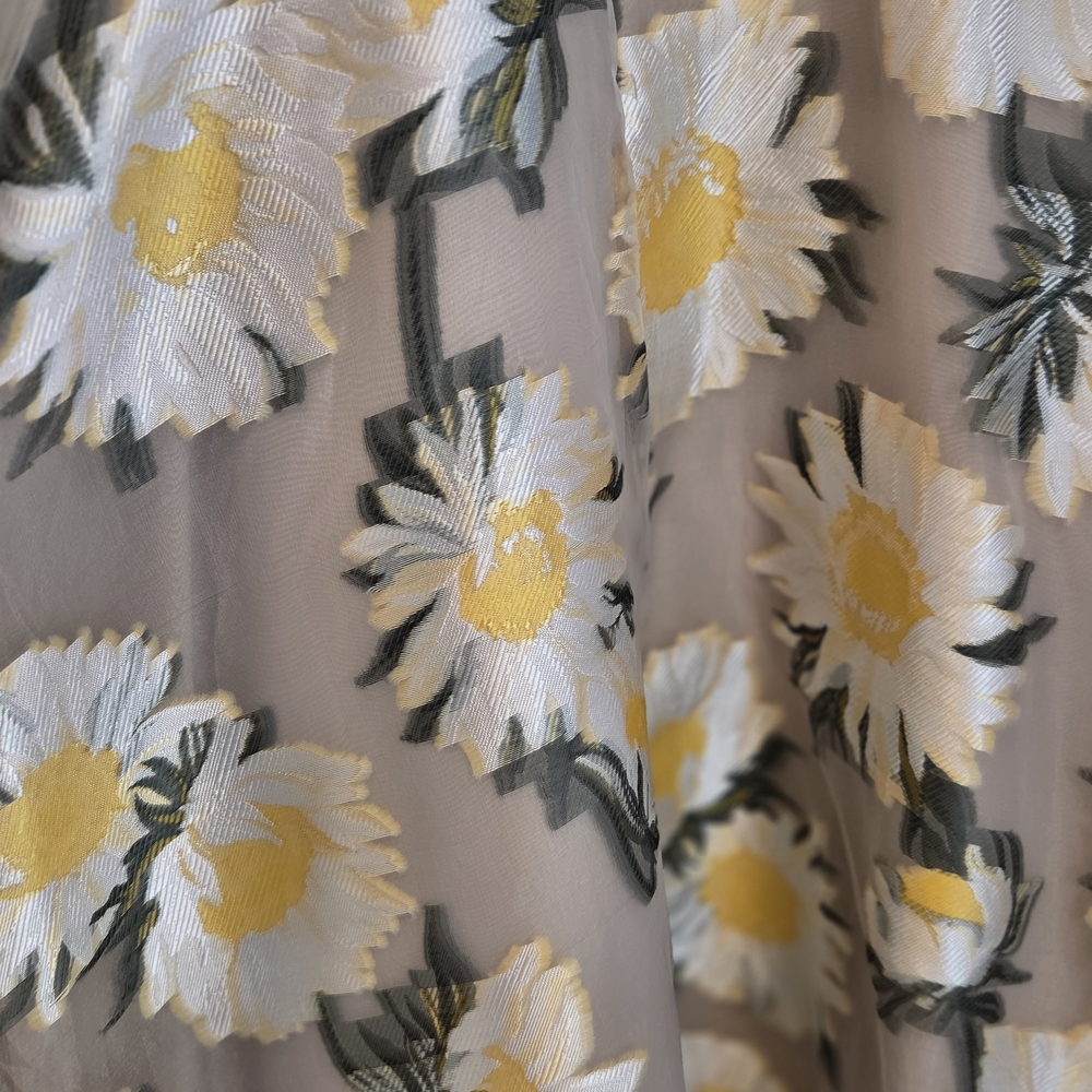 Lela Rose Sunflower Print Beige Midi Dress Boatneck Draped Bodice MSRP $1890 NWT - Picture 5 of 16